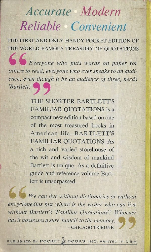 The Shorter Bartlett s Familiar Quotations For Discount